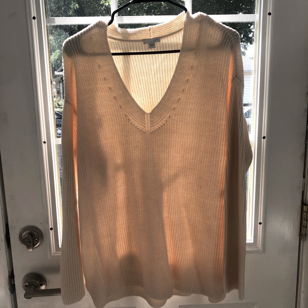 V neck cream sweater
